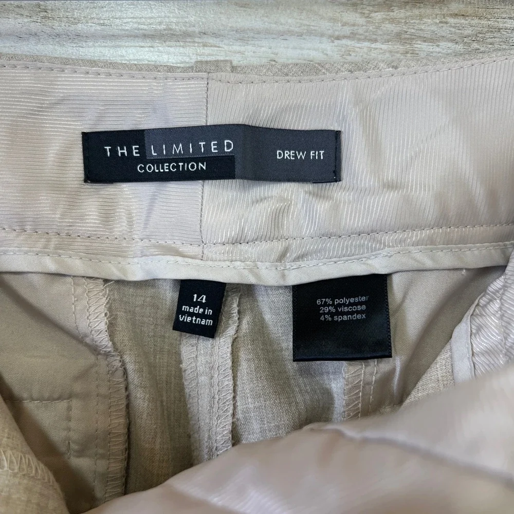 The Limited Collection Drew Fit Dress Pants Women 14 Heathered Beige Wide Leg